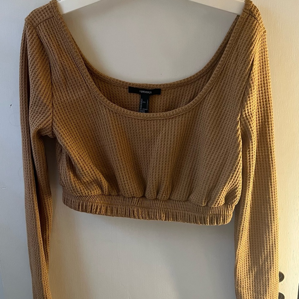 Long sleeve brown crop top